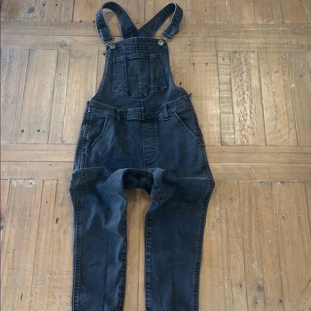 Gap black denim jeans overalls girls large 10 slim fit skinny